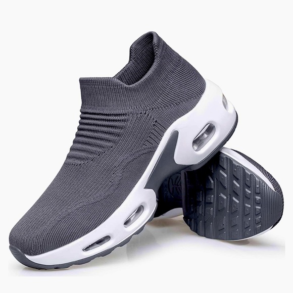 Shoes - Women's Slip On Walking Slip On Mesh Air-Cushioned Platform Sneaker Comfortable
